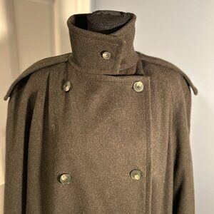 Aquascutum Long Wool Coat Grey/Green, Ladies 14 Reg